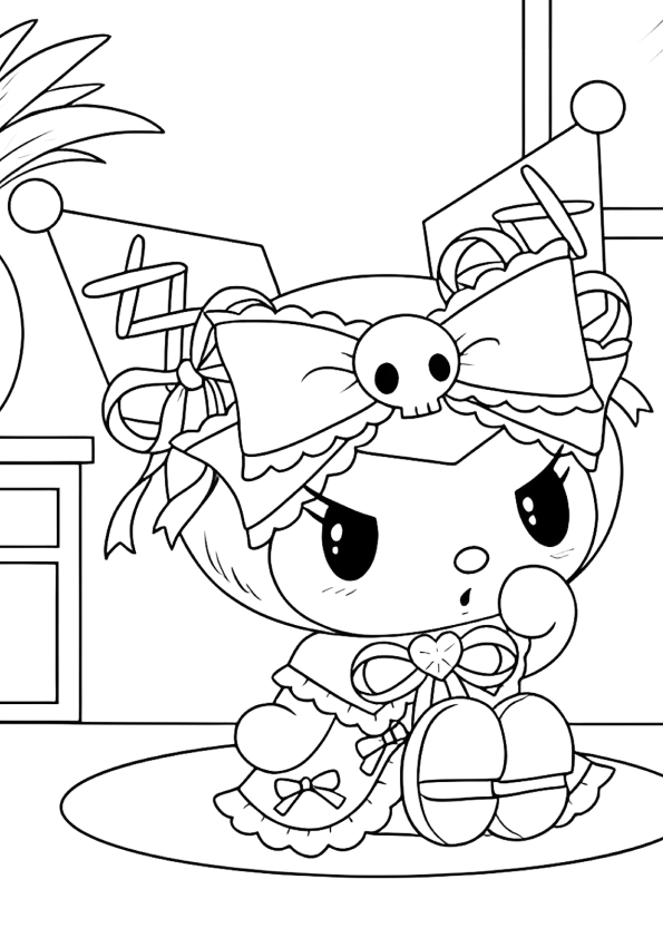 Desenho de kuromi para colorir - kuromi