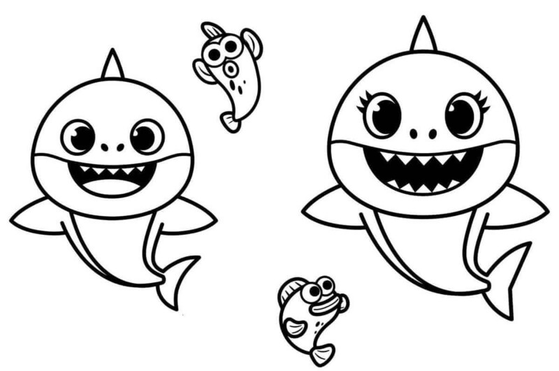 Desenho de baby shark para colorir - baby shark