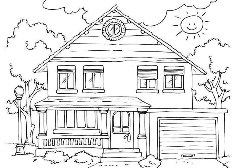 Desenho de casas para colorir - casas