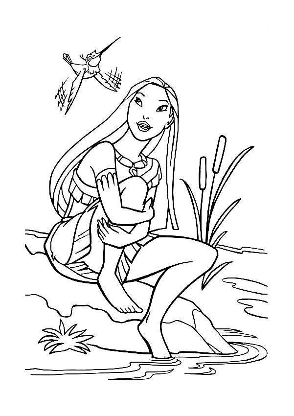 Desenho de pocahontas para colorir - pocahontas