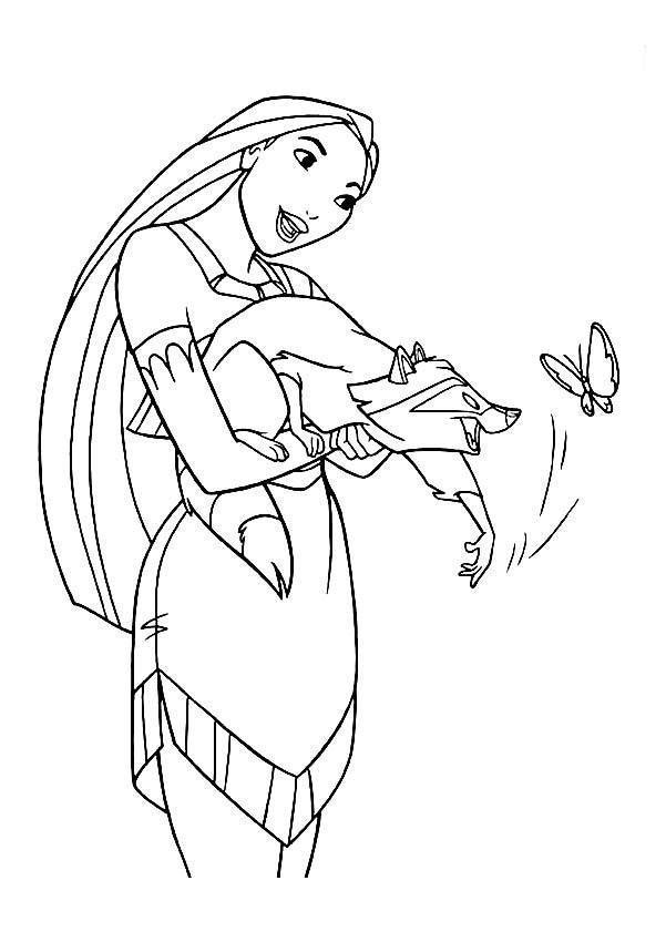 Desenho de pocahontas para colorir - pocahontas