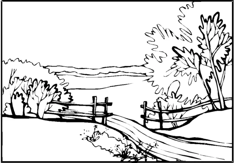 Desenho de paisagem para colorir 2