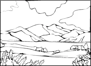 Desenho de paisagem para colorir 5