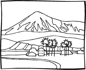 Desenho de paisagem para colorir 1