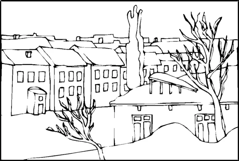 Desenho de paisagem para colorir 8