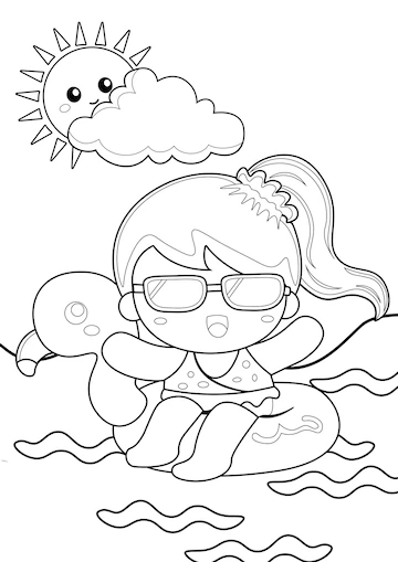 Desenho de praia para colorir - praia