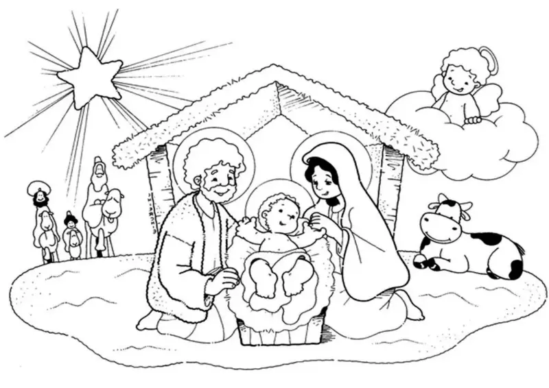 Desenho de presépio para colorir - presépio