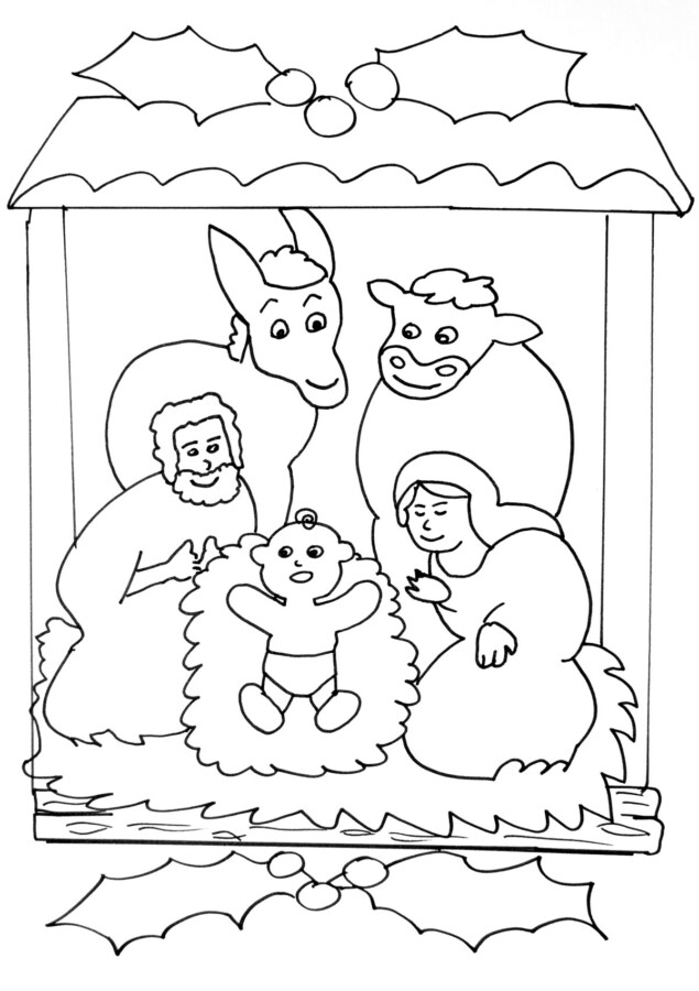 Desenho de presépio para colorir - presépio