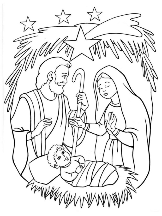Desenho de presépio para colorir - presépio