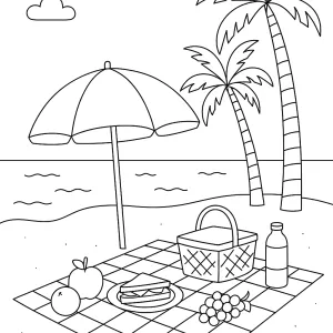 Desenho de praia para colorir 36