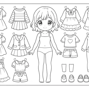 Desenho de paper doll para colorir 1