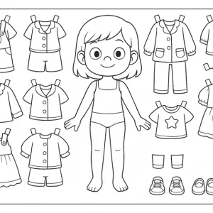 Desenho de paper doll para colorir 2