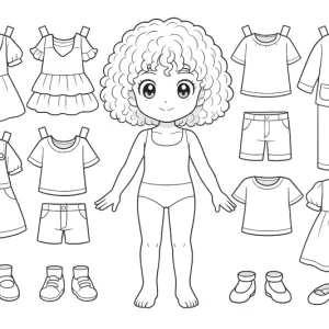 Desenho de paper doll para colorir 3