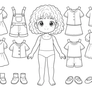 Desenho de paper doll para colorir 4