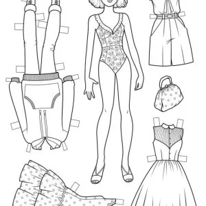 Desenho de paper doll para colorir 15