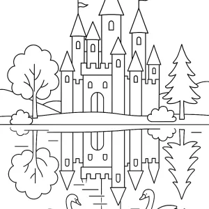 Desenho de castelo para colorir 42