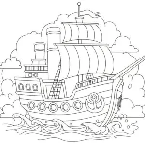 Desenho de barco para colorir 33