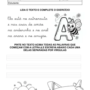 Ficha de alfabetização para colorir 72