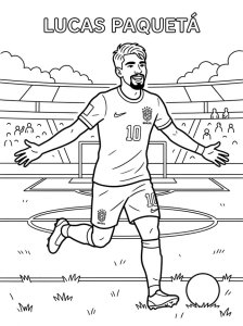 Lucas Paquetá com a bola no chão, pronto para o passe, para colorir