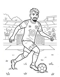 Lucas Paquetá em desenho grande e arredondado, para as crianças pequenas colorirem