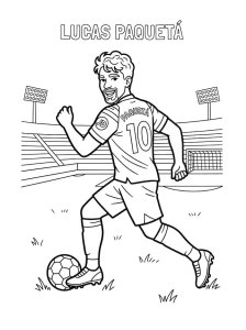 Lucas Paquetá em traços simples e largos, desenho fácil para crianças pequenas
