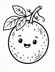 Maracujá sorridente com braços e pernas, para colorir