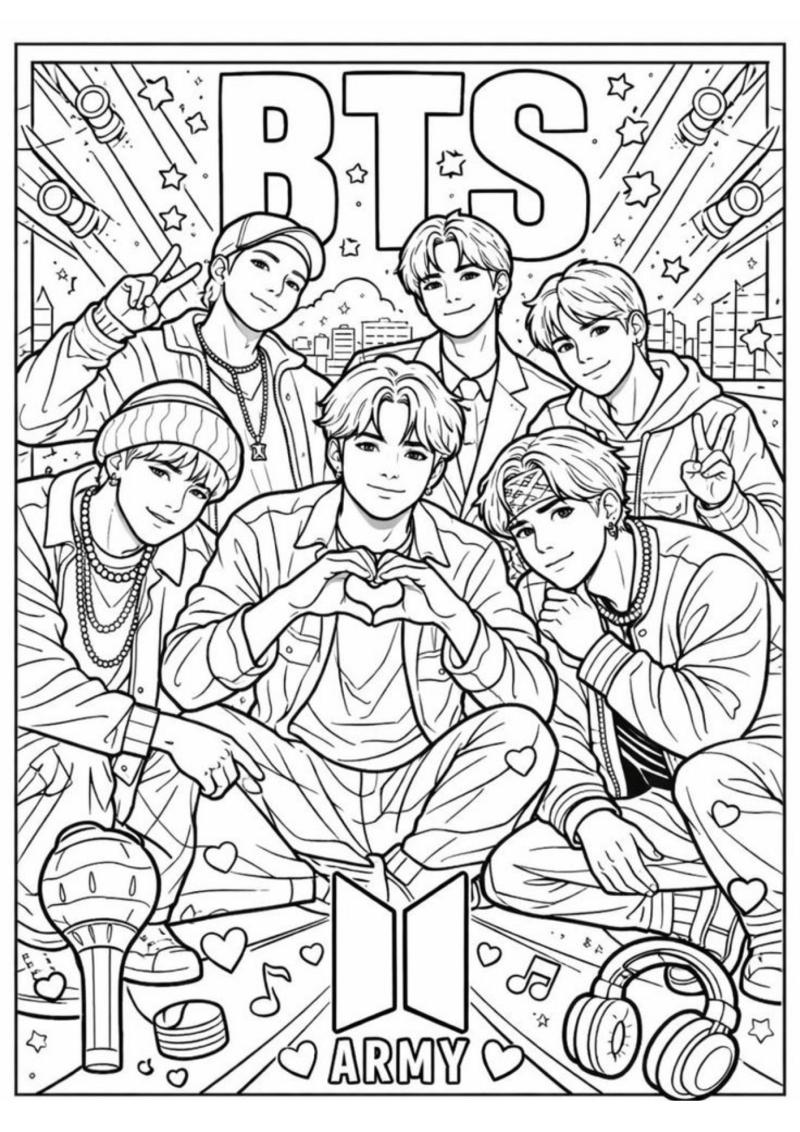 Desenho do BTS para colorir 1