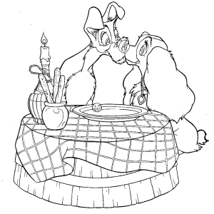 O beijo depois do jantar, desenho para colorir