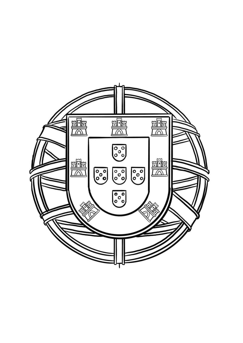 Desenho do escudo da bandeira de Portugal para colorir 6
