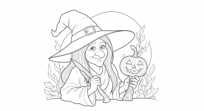 Desenho de bruxa para colorir 10