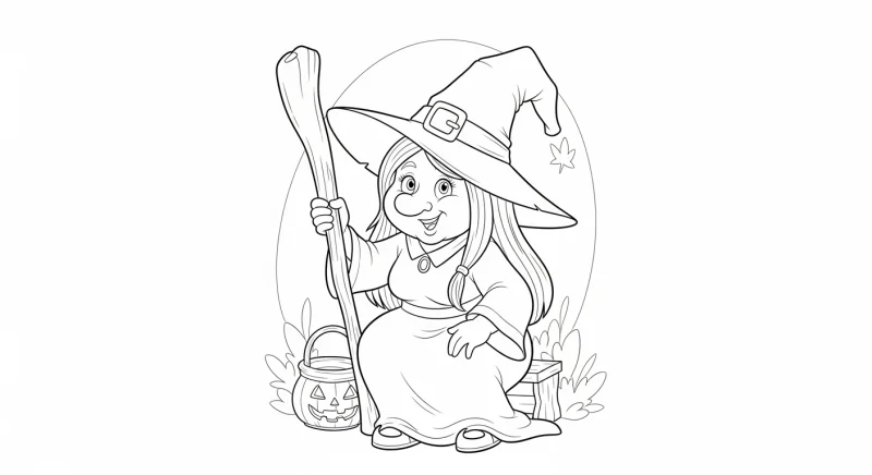 Desenho de bruxa para colorir 11