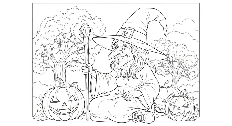 Desenho de bruxa para colorir 9