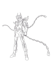 Desenho para colorir de um cavaleiro de Andrómeda com as correntes