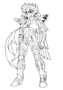 Desenho para colorir de um cavaleiro de armadura completa em pé