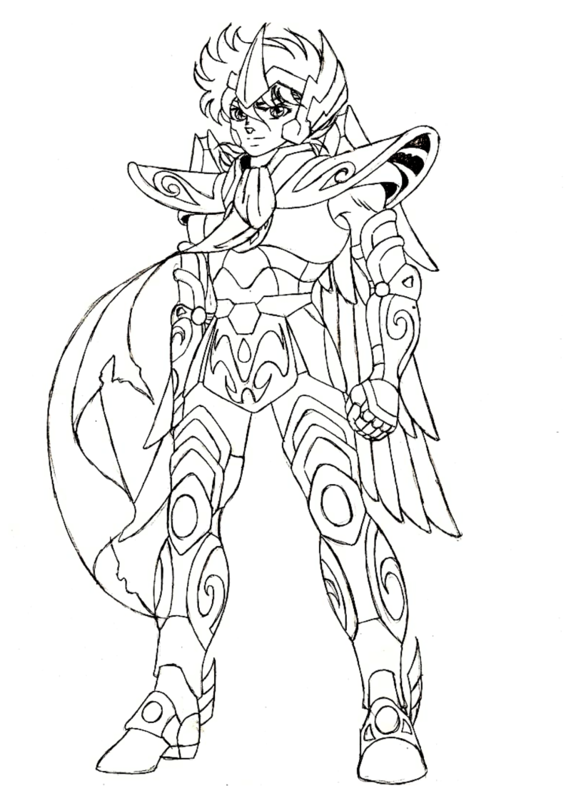 Desenho para colorir de um cavaleiro de armadura completa em pé