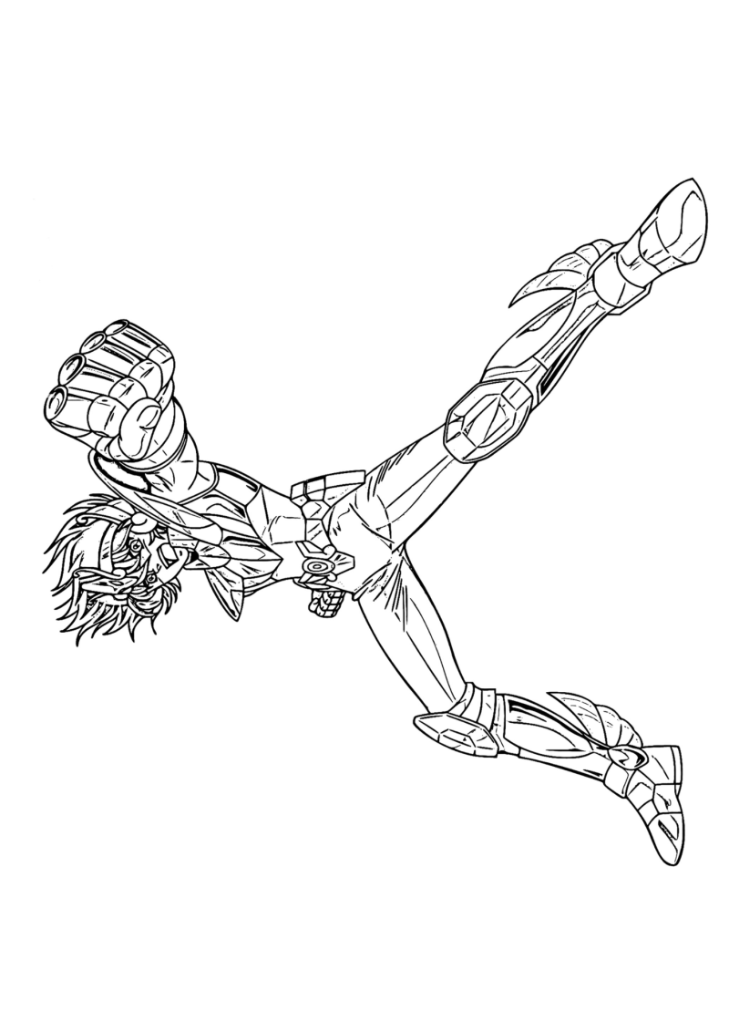 Desenho para colorir de Seiya a saltar para o ataque