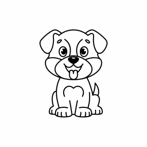 Cachorrinho com a língua de fora, desenho para colorir