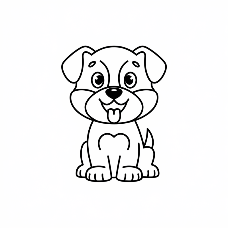Cachorrinho com a língua de fora, desenho para colorir