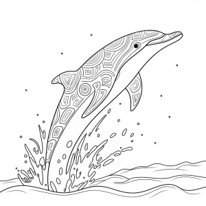Golfinho a saltar da água, desenho para colorir