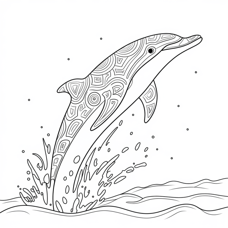 Golfinho a saltar da água, desenho para colorir