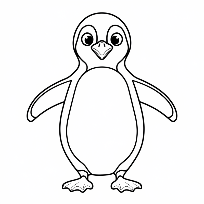 Pinguim de asas abertas, desenho para colorir