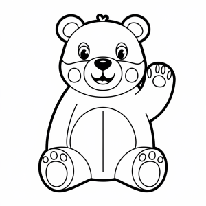 Urso a acenar, desenho para colorir