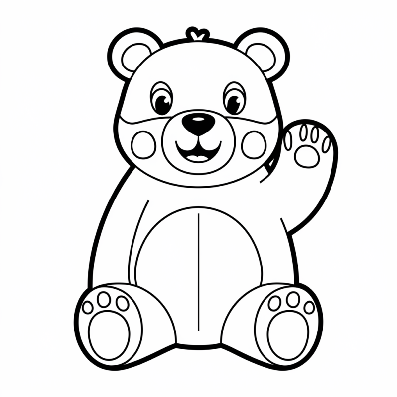 Urso a acenar, desenho para colorir