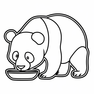Panda a comer da tigela, desenho para colorir