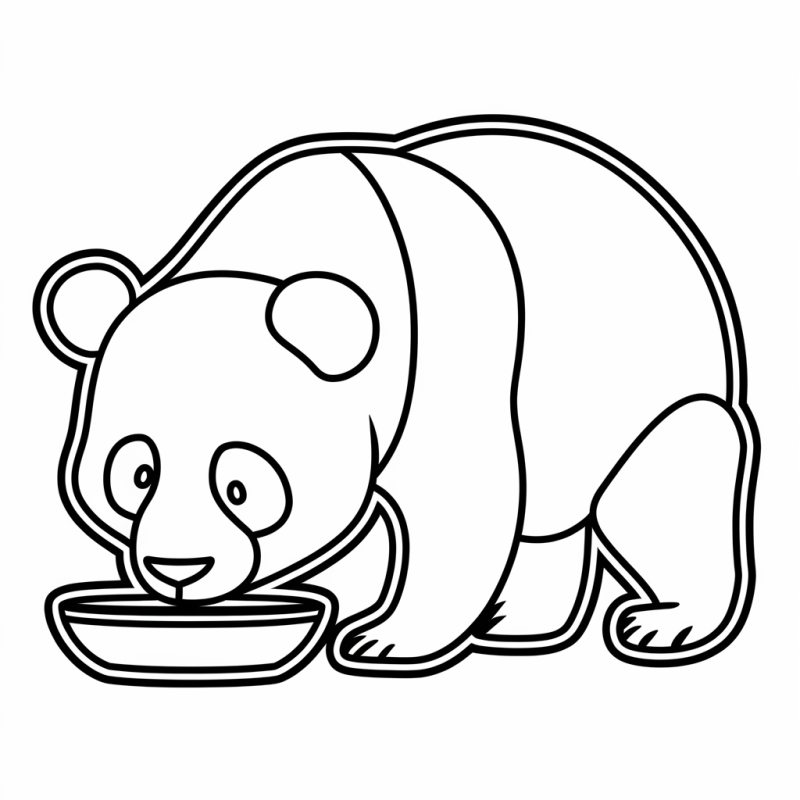 Panda a comer da tigela, desenho para colorir