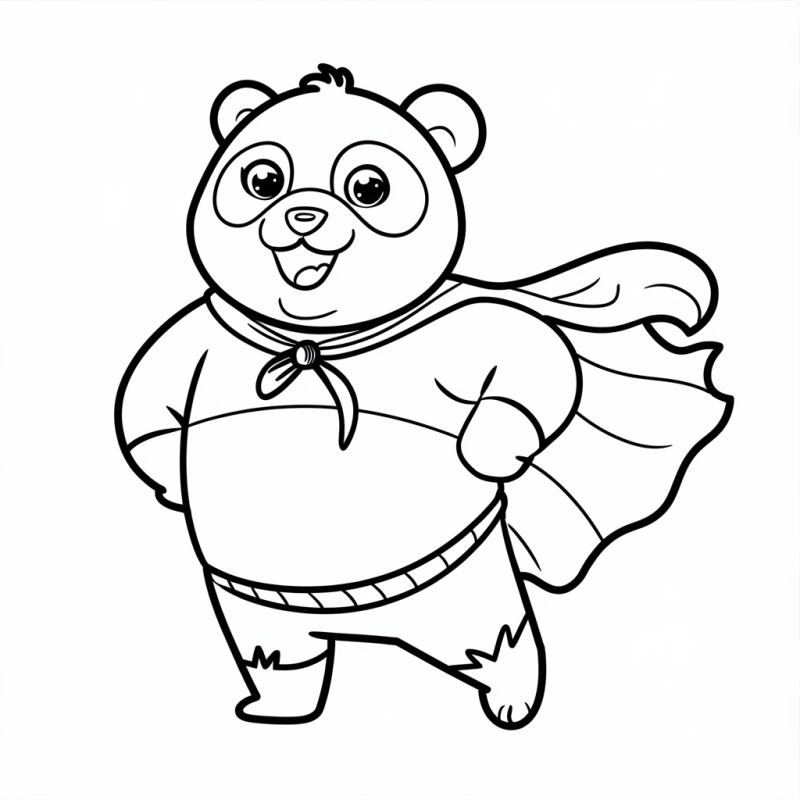 Panda super-herói de capa, desenho para colorir