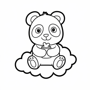 Panda sentado numa nuvem, desenho para colorir