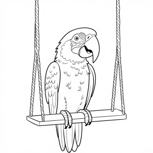 Papagaio num baloiço, desenho para colorir
