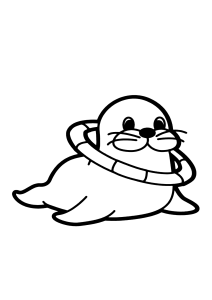 Foca com uma boia, desenho para colorir