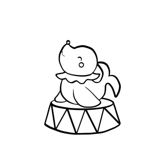 Foca de circo num pódio, desenho para colorir
